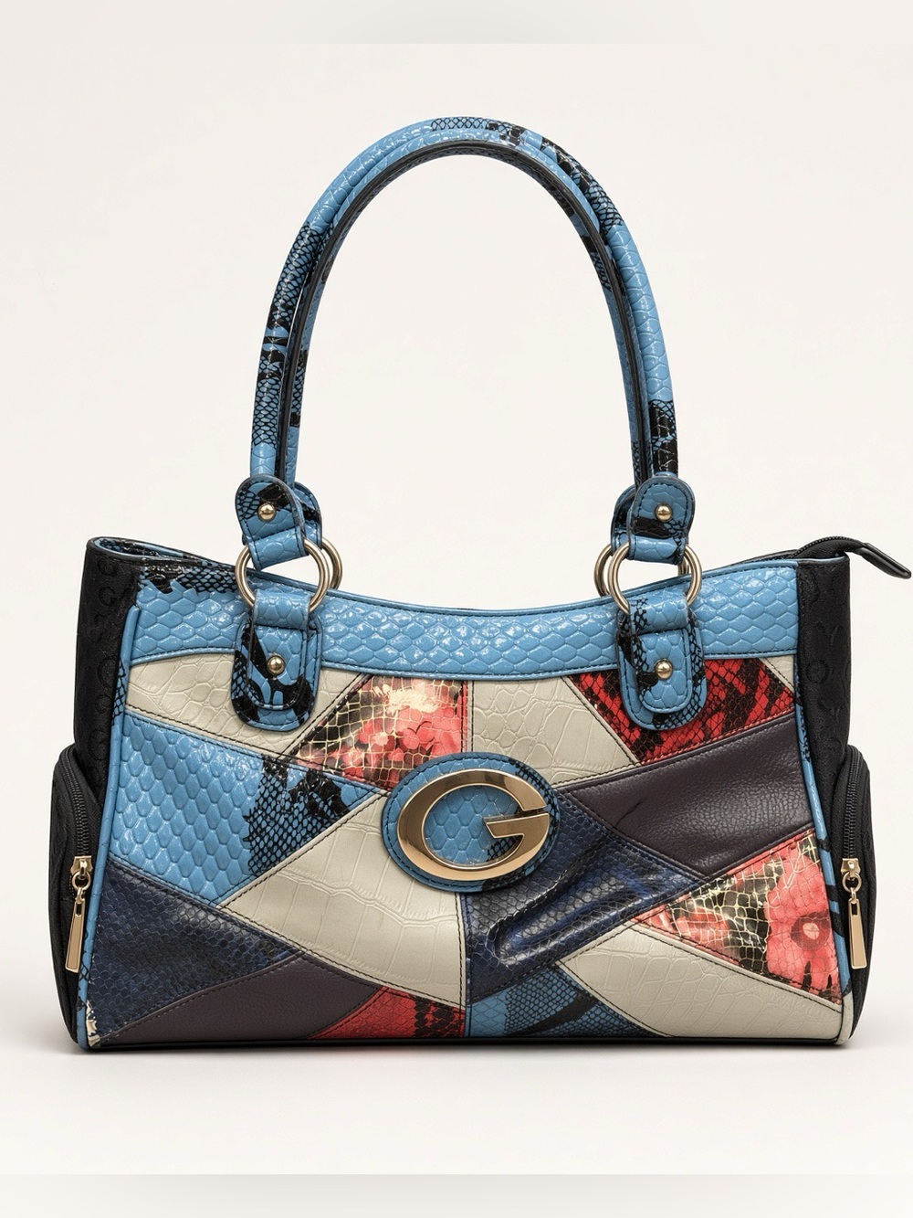 Guess patchwork satchel gold G logo Y2K “McBling”